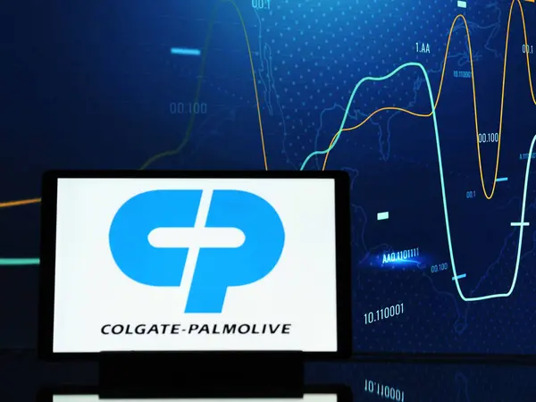 Stock image Germany - July 30, 2024: In this photo illustration,  Colgate-Palmolive Company logo seen displayed on a tablet.