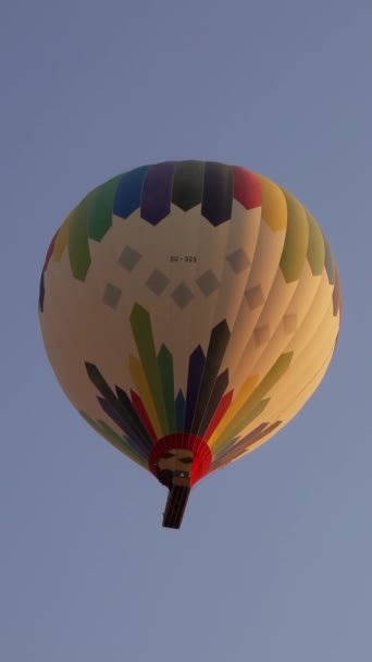 Hot Air Baloon Flying Blue Sky Vertical Video — Stock Video