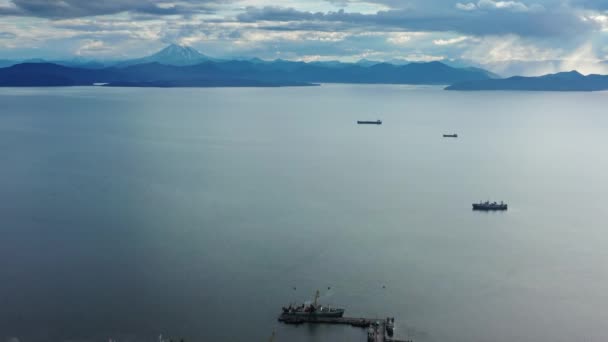 Aerial View Avacha Bay Kamchatka Peninsula Russia — Stok video