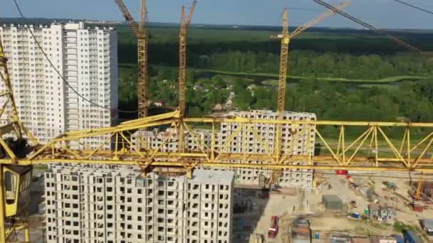 Aerial View Building Crane Buildings Construction — Vídeo de Stock