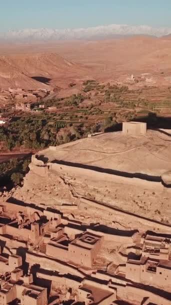 Aerial View Kasbah Ait Ben Haddou Atlas Mountains Morocco Vertical — Vídeo de stock