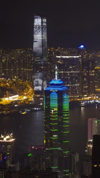 Hong Kong City Night View Victoria Peak Vertical Video — Video Stock
