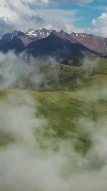Aerial Summer Landscape Clouds Caucasus Mountains Republic Kabardino Balkaria Russia — Stockvideo