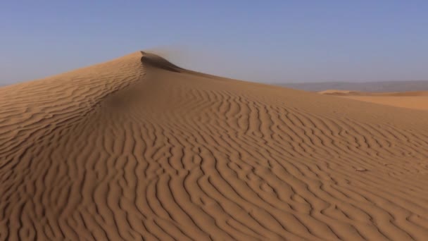 Zand Waait Zandduinen Wind Saharawoestijn — Stockvideo