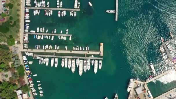 Vue Aérienne Parking Yacht Yacht Voilier Est Amarré Quai — Video