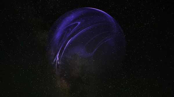 バイオレットグロー透明球 科学的背景 Spacのデジタル技術惑星構造 — ストック写真