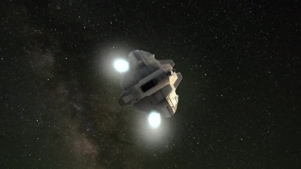 Űrhajó Repül Nyílt Űrben Csillagok Galaxisok Között Űrutazás Animációs Koncepció — Stock videók
