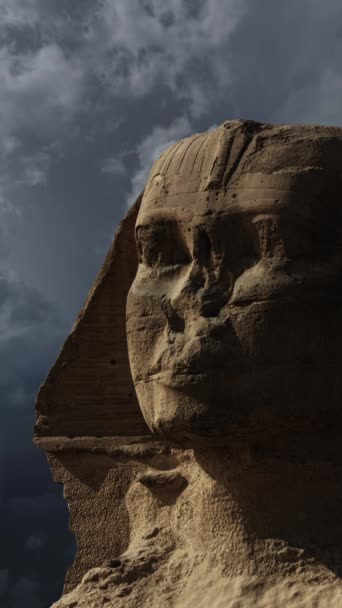 Sfenks Baş Kara Fırtına Bulutları Giza Kahire Mısır Dikey Video — Stok video