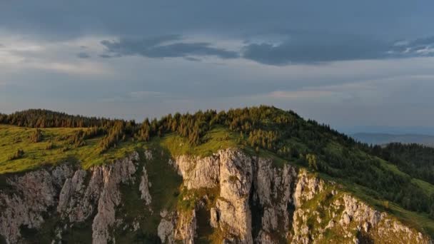 Luchtfoto Van Prachtige Zonsondergang Bergen Nationaal Park Sutjeska Bosnië Herzegovina — Stockvideo