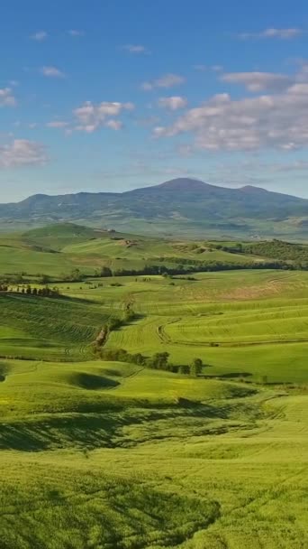 Toscana Paesaggio Aereo Terreni Agricoli Campagna Collinare Alla Sera Italia — Video Stock