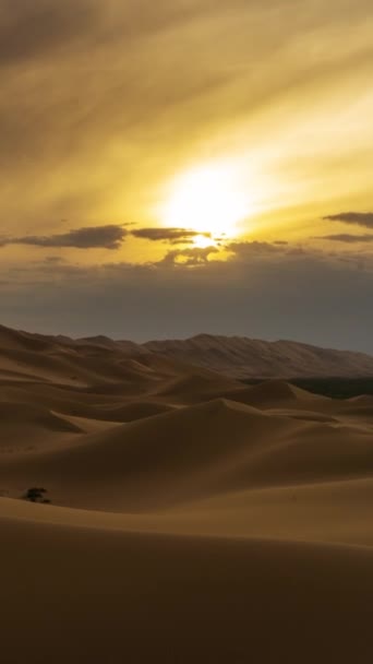 Όμορφο Τοπίο Στην Έρημο Ηλιοβασίλεμα Μεγέθυνση Timelapse Έξω Κάθετη Βίντεο — Αρχείο Βίντεο
