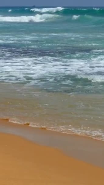 热带海滩上有海浪的风景 垂直录像 — 图库视频影像