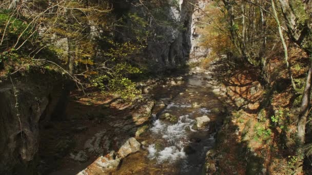 Rzeka Skałach Jesiennych Gór — Wideo stockowe