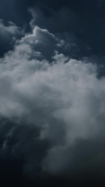 Много Молний Время Грозы Грозовые Тучи Быстро Движутся Зрителя Вертикальное — стоковое видео