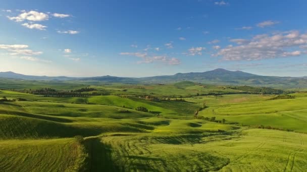 Toscana Flygbilder Landskap Jordbrukslandskapet Kvällen Italien Europa — Stockvideo