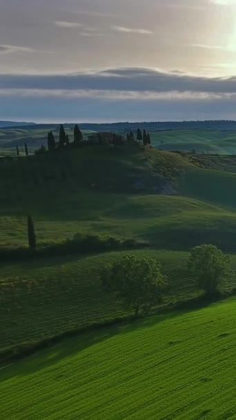 Toscana Aerea Alba Terreni Agricoli Collina Campagna Paesaggio Italia Europa — Video Stock