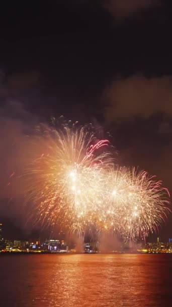 Fuochi Artificio Cinesi Capodanno Hong Kong Timelapse Video Verticale — Video Stock