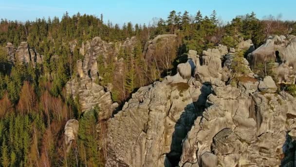 Veduta Aerea Teplice Rocks Parte Del Parco Montagna Adrspach Teplice — Video Stock