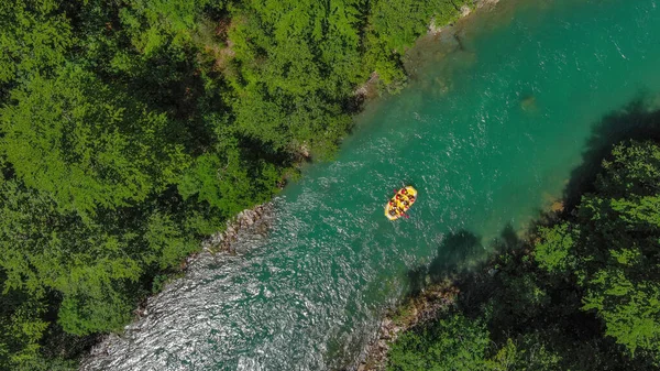 Letecký Pohled Shora Rafting Hlubokém Kaňonu Řeky Tara Severní Černé — Stock fotografie
