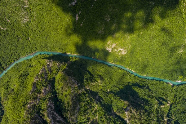 Vue Aérienne Canyon Profond Rivière Tara Montagne Forestière Dans Nord — Photo