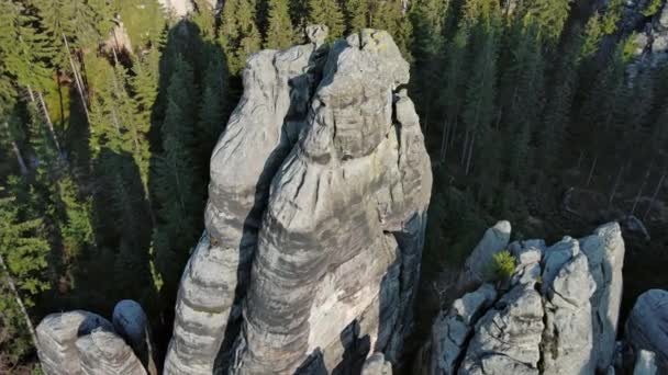 Vue Aérienne Autour Parc Montagne Adrspach Teplice Rocks Dans Région — Video