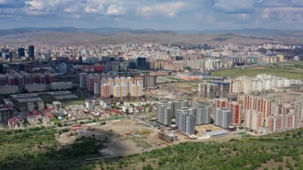 Flygfoto Över Ulaanbaatar Stad Och Memorial Zaisan Tolgoi Mongoliet — Stockvideo