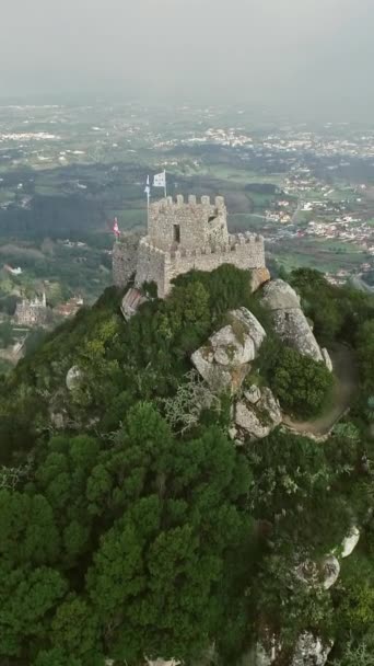Luchtfoto Van Castelo Dos Mouros Moors Castle Moors Sintra Portugal — Stockvideo