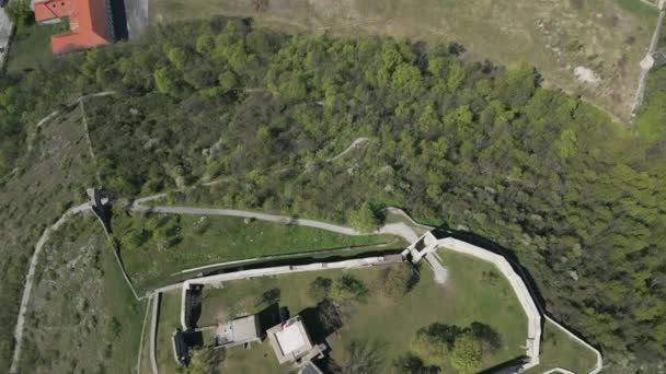 Aerial View Ruined Castle Hill City Hainburg Der Donau Danube — Stock Video