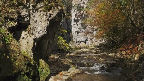 Řeka Skalách Podzimních Horách — Stock video
