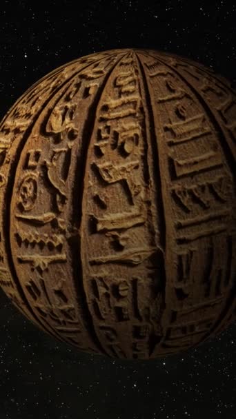 Starożytne Hieroglify Egipskie Rzeźbione Jako Planeta Kosmosie Starożytna Koncepcja Cywilizacji — Wideo stockowe