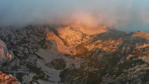 Vue Aérienne Coucher Soleil Spectaculaire Sur Vallée Montagne Belle Vue — Video