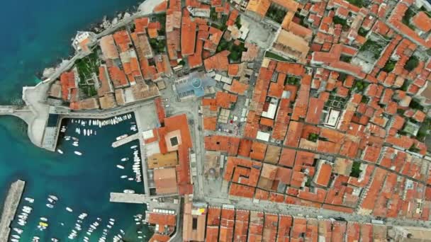 Aerial Top View Dubrovnik City Southern Croatia Coast Adriatic Sea — Stock Video