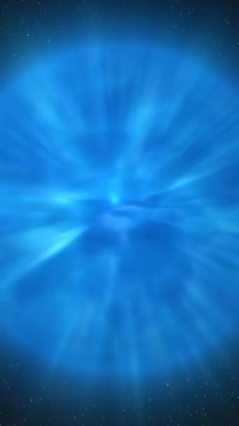 Abstract Blauwe Gloeibol Wetenschappelijke Achtergrond Digitale Technologie Planeetstructuur Ruimte Verticale — Stockvideo