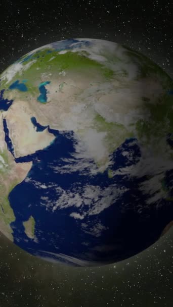 Планета Земля Видна Космоса Между Звёздами Анимации Вертикальное Видео — стоковое видео