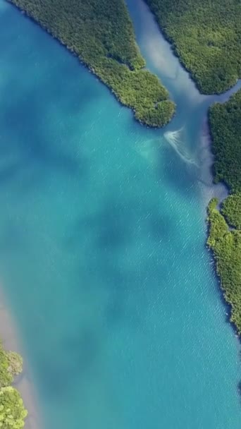 Luftaufnahme Von Mündungen Und Meerenge Auf Der Tropischen Insel Lanta — Stockvideo