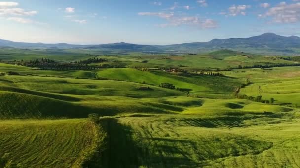 Toscana Flygbilder Landskap Jordbrukslandskapet Kvällen Italien Europa — Stockvideo