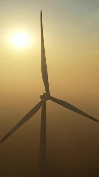 Beautiful Aerial View Windmills Wind Turbine Wind Farm Rotation Generate — Stock Video