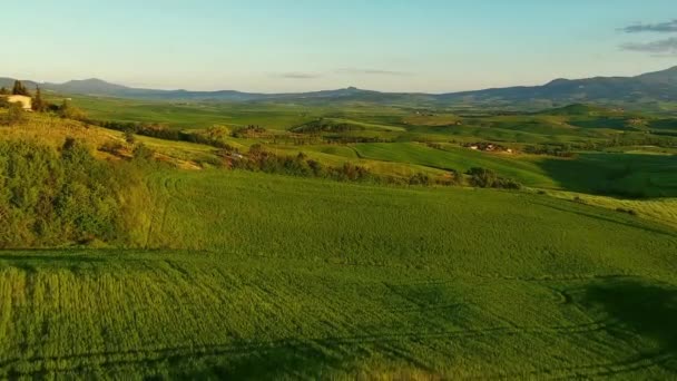 Krajobraz Powietrzny Toskanii Wsi Farmland Hill Wieczorem Włochy Europa — Wideo stockowe