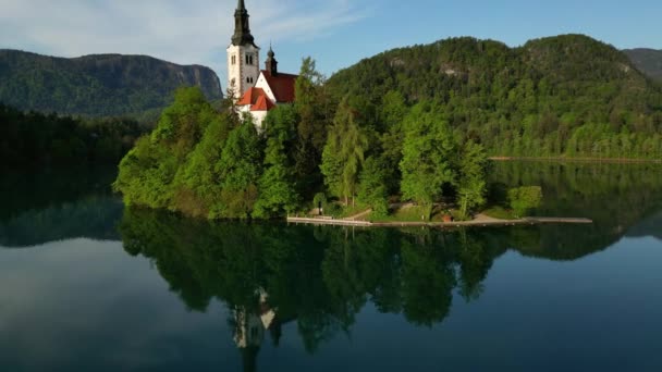 Meryem Hacı Kilisesi Ile Birlikte Sabah Vakti Slovenya Küçük Bir — Stok video