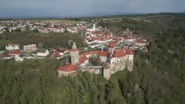 Vista Aérea Del Castillo Burg Schlaining Austria Burgenland — Vídeos de Stock