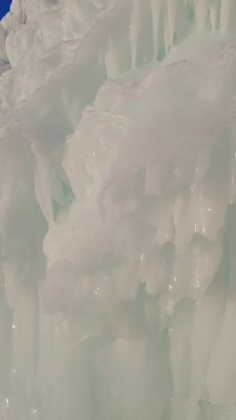 Led Rampouchy Skalách Jezera Bajkal Při Mrazivém Zimním Západu Slunce — Stock video