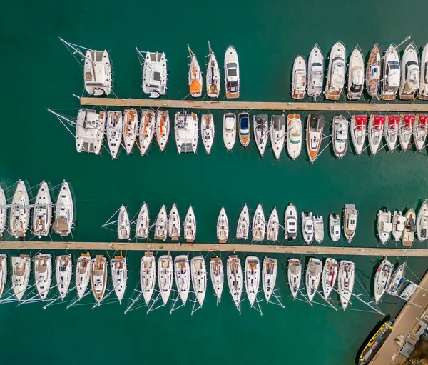 Vista Aérea Superior Sobre Iates Luxo Barcos Marina — Fotografia de Stock