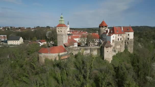 Luchtfoto Rondom Kasteel Burg Schlaining Oostenrijk Burgenland — Stockvideo