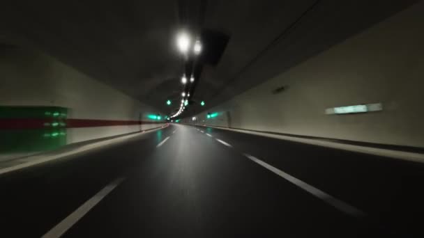 Pov Snabb Bil Körning Tunnel Motorvägen — Stockvideo