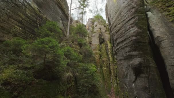 Teplice Rocks Parte Parque Montanha Adrspach Teplice Região Das Terras — Vídeo de Stock