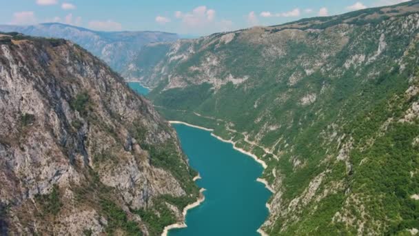 Letecký Pohled Krásný Kaňon Řeky Pivy Přehradou Piva Lake Pivsko — Stock video