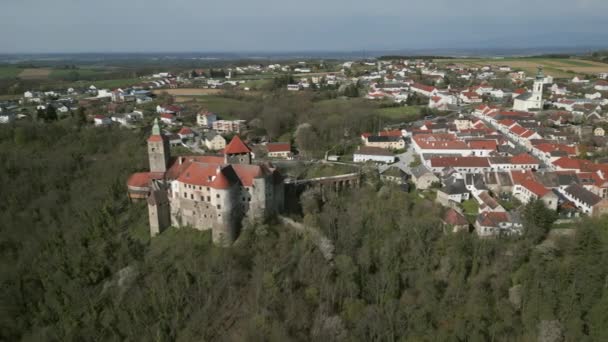 Luchtfoto Van Kasteel Burg Schlaining Oostenrijk Burgenland — Stockvideo