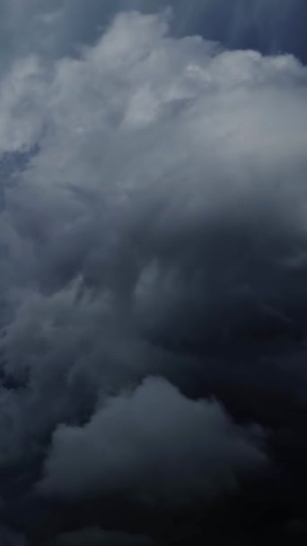 雷雨中大量的闪电 随着时间的流逝 暴风雨的云彩在观察者身上快速移动 垂直录像 — 图库视频影像