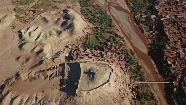Вид Сверху Воздуха Kasbah Ait Ben Haddou Atlas Mountains Morocco — стоковое видео