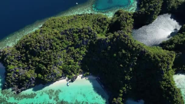Vista Aérea Isla Tropical Coron Filipinas Lagunas Lagos Azules Playa — Vídeos de Stock